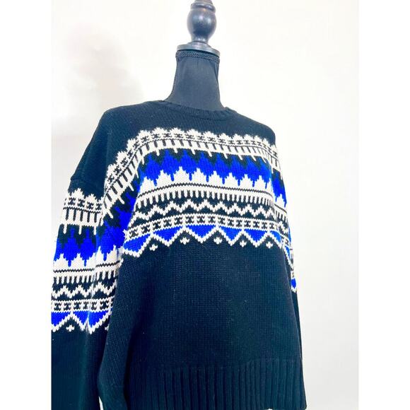 Ralph Lauren Pullover Sweater in Black Size XS Fair Isle Knit Wool Tribal Boho - Picture 4 of 4
